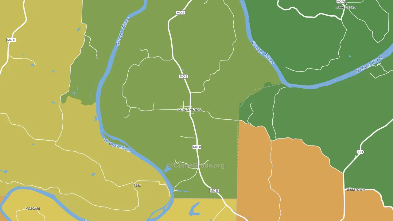 St. Thomas, MO Map of Arson Rates