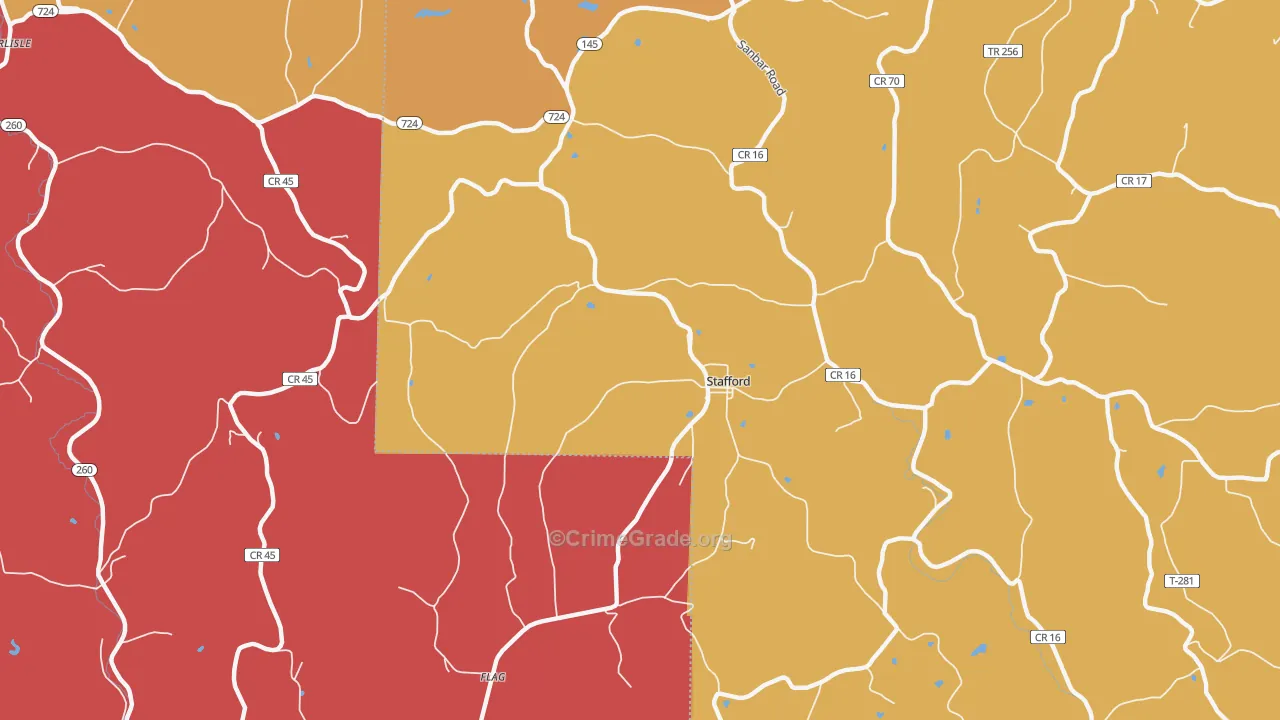 Stafford, OH Map of Arson Rates