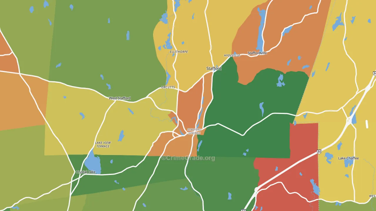Stafford Springs, CT Map of Arson Rates