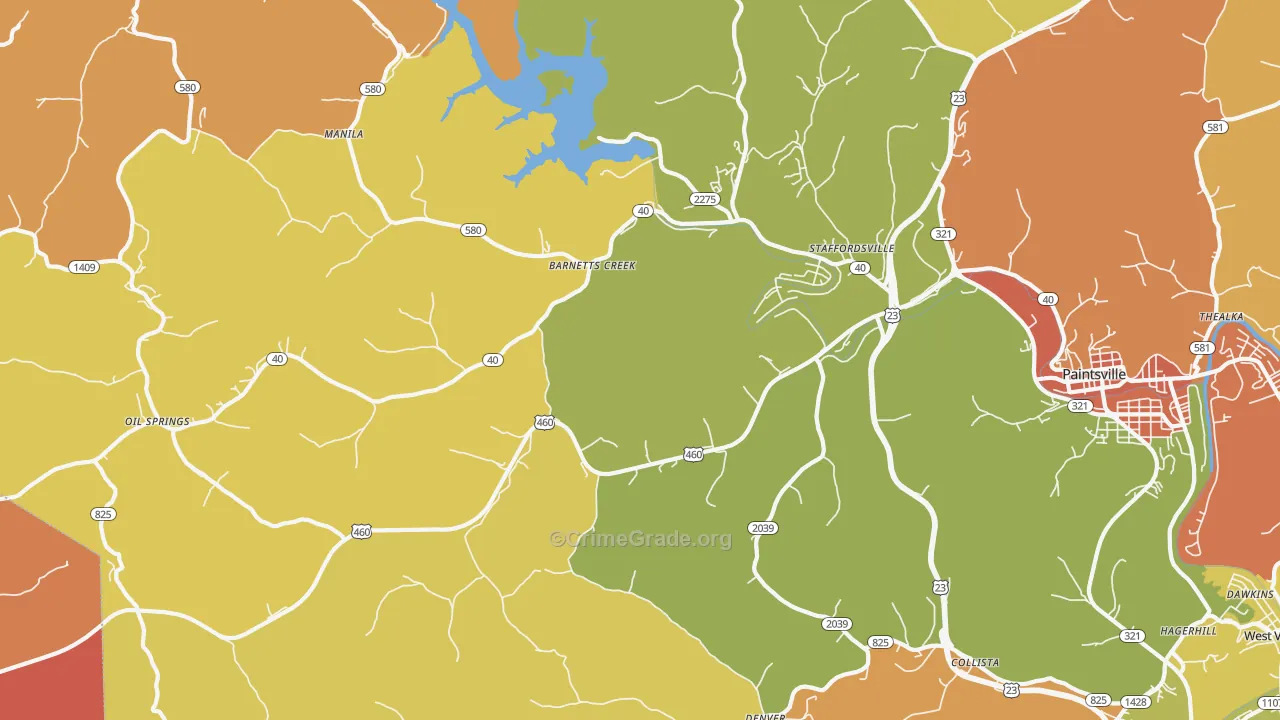 Staffordsville, KY Map of Arson Rates