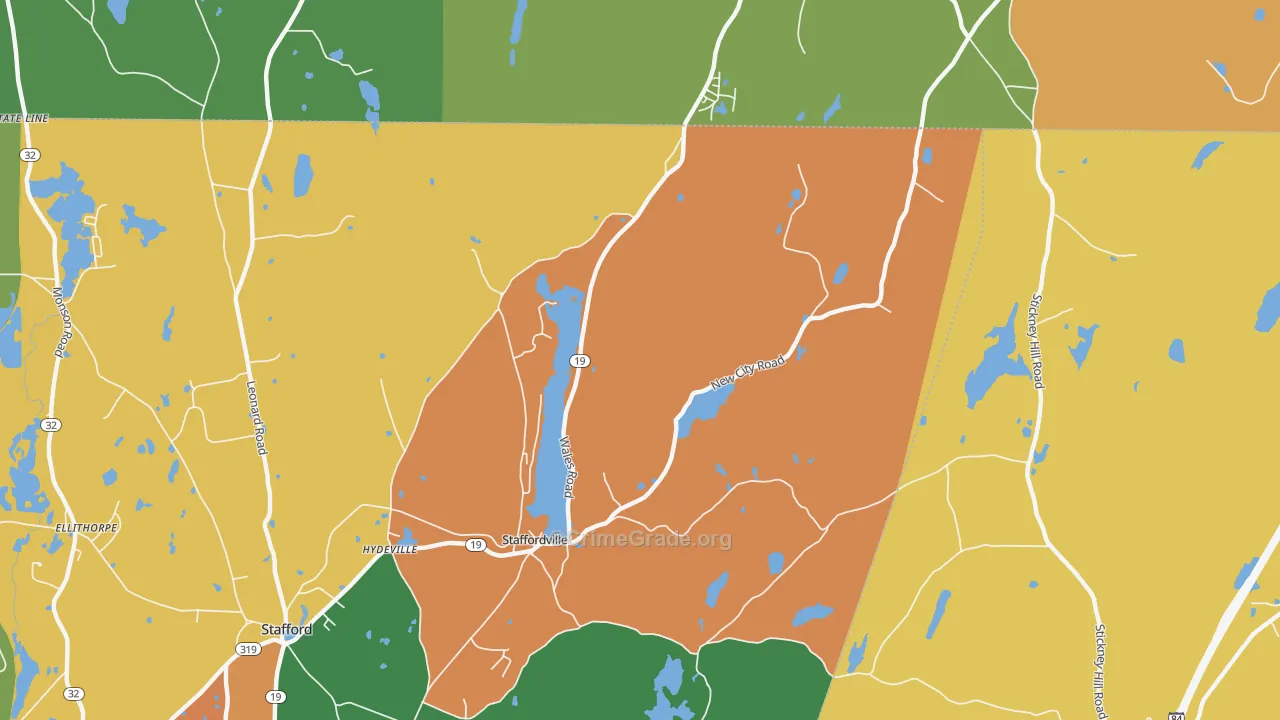 Staffordville, CT Map of Arson Rates