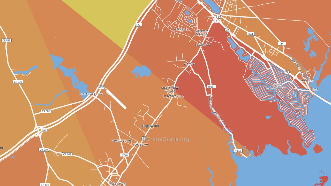 Staffordville, NJ Map of Arson Rates