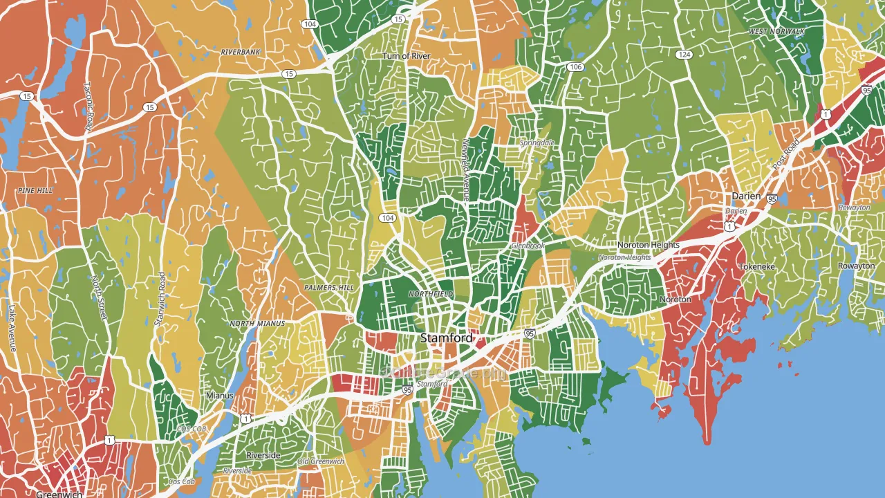 Stamford, CT Map of Arson Rates