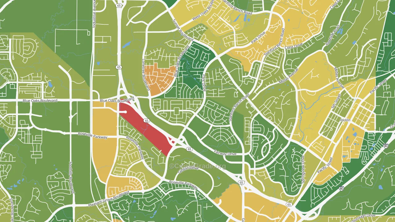 Stanford, Roseville, CA Map of Arson Rates