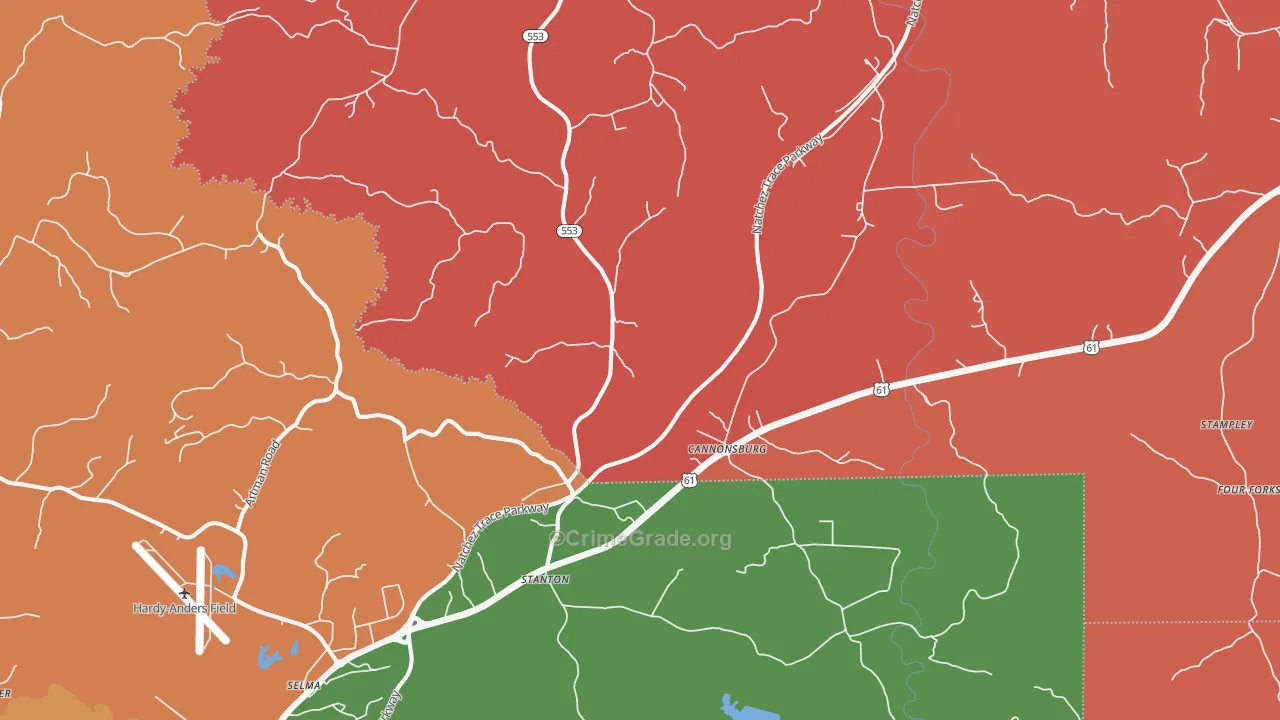 Stanton, MS Map of Arson Rates