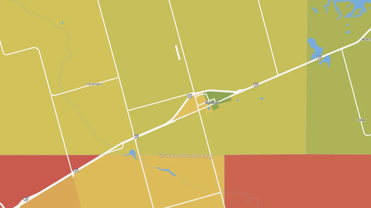 Stanton, TX Map of Arson Rates
