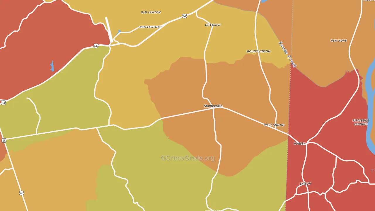 Stantonville, TN Map of Arson Rates