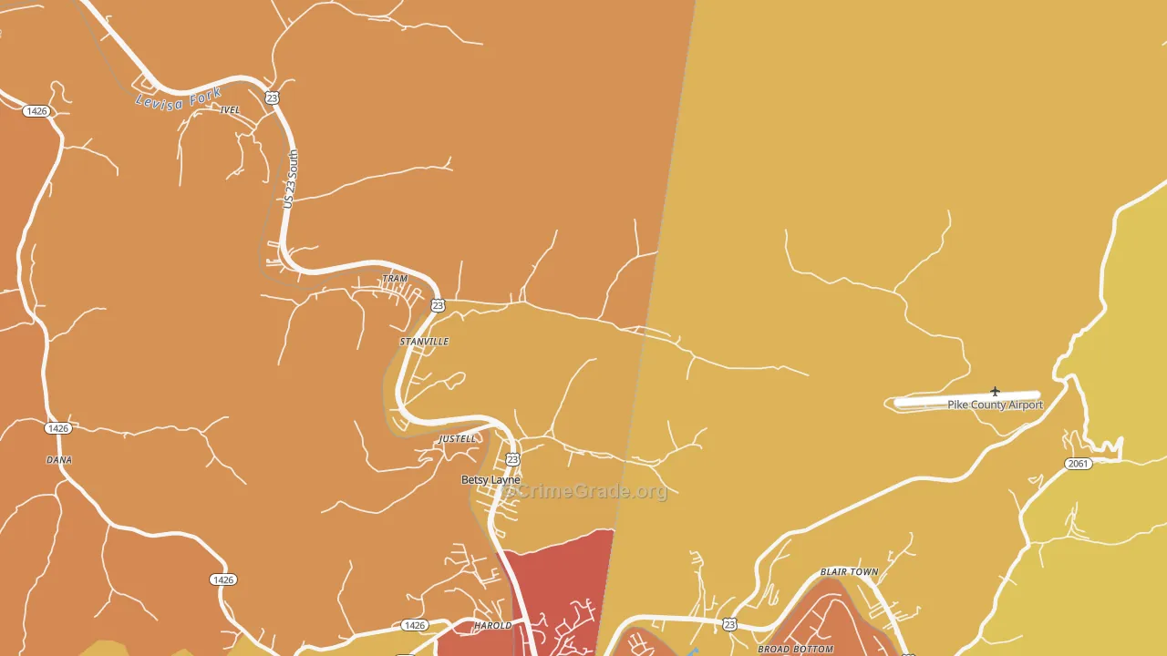 Stanville, KY Map of Arson Rates