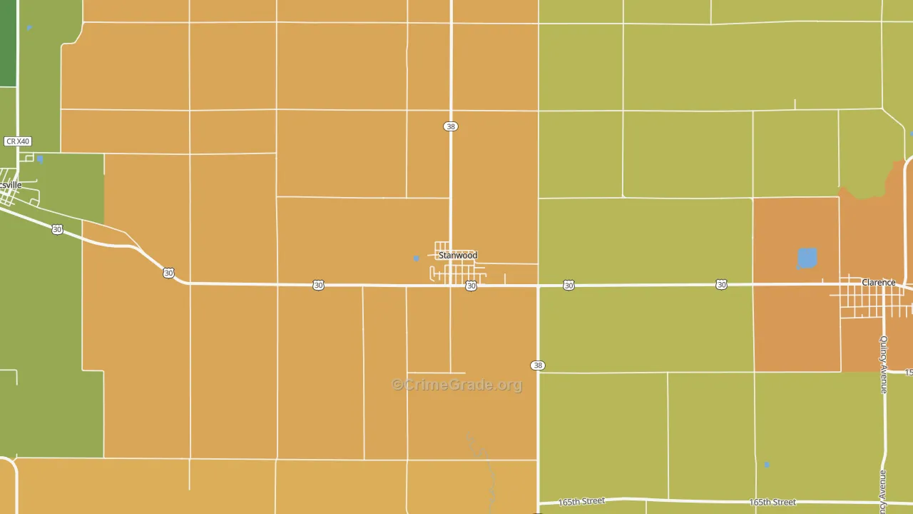Stanwood, IA Map of Arson Rates