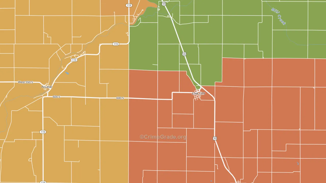 Star City, IN Map of Arson Rates