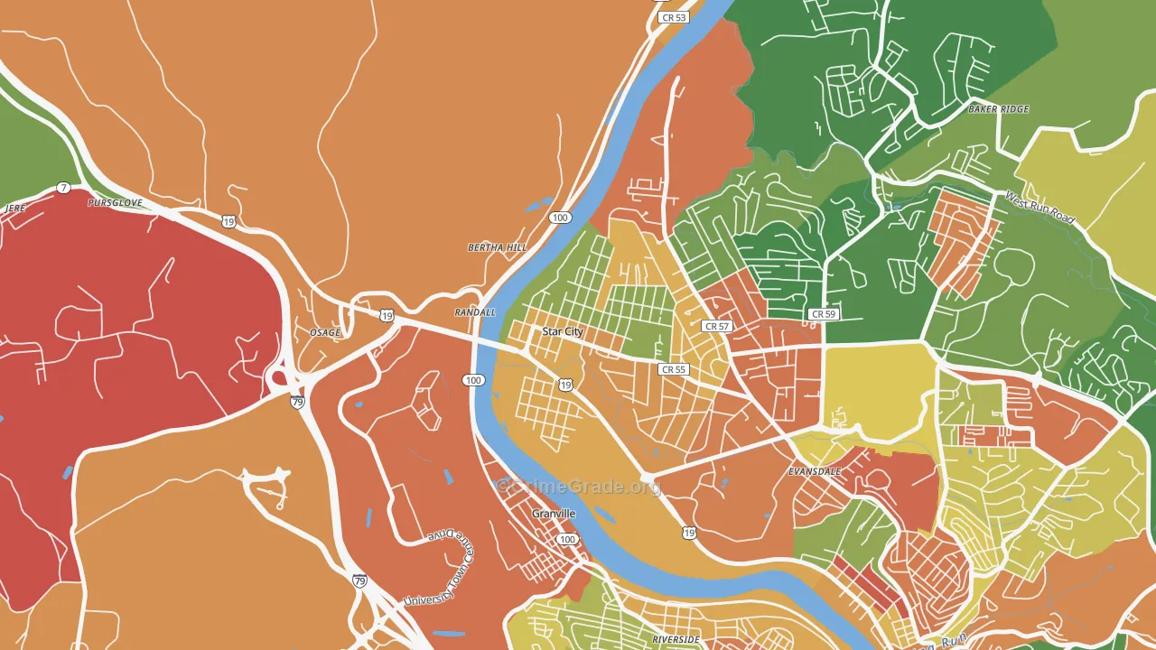 Star City, WV Map of Arson Rates