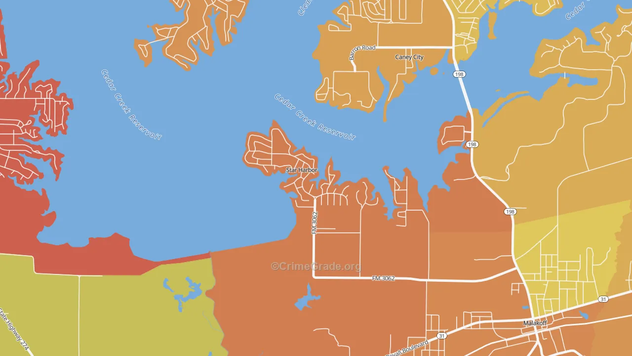 Star Harbor, TX Map of Arson Rates