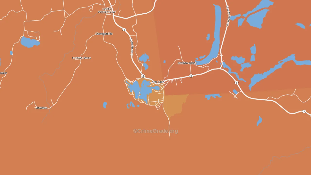 Star Lake, NY Map of Arson Rates