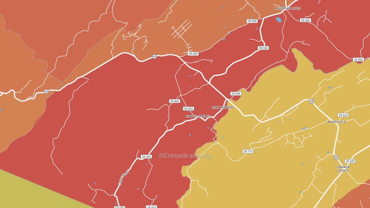 Star Tannery, VA Map of Arson Rates