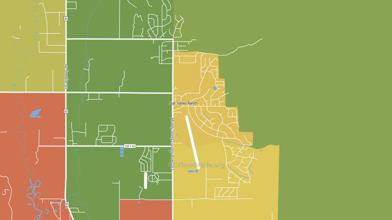Star Valley Ranch, WY Map of Arson Rates