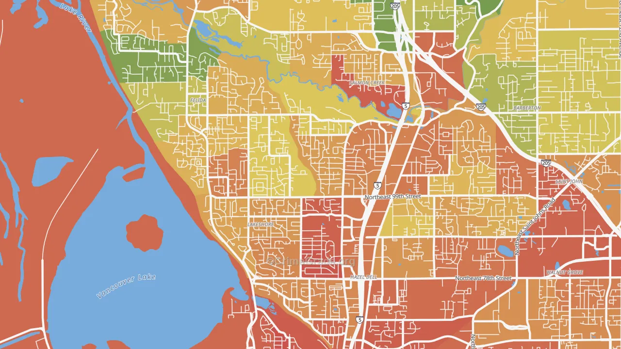 Starcrest, Salmon Creek, WA Map of Arson Rates