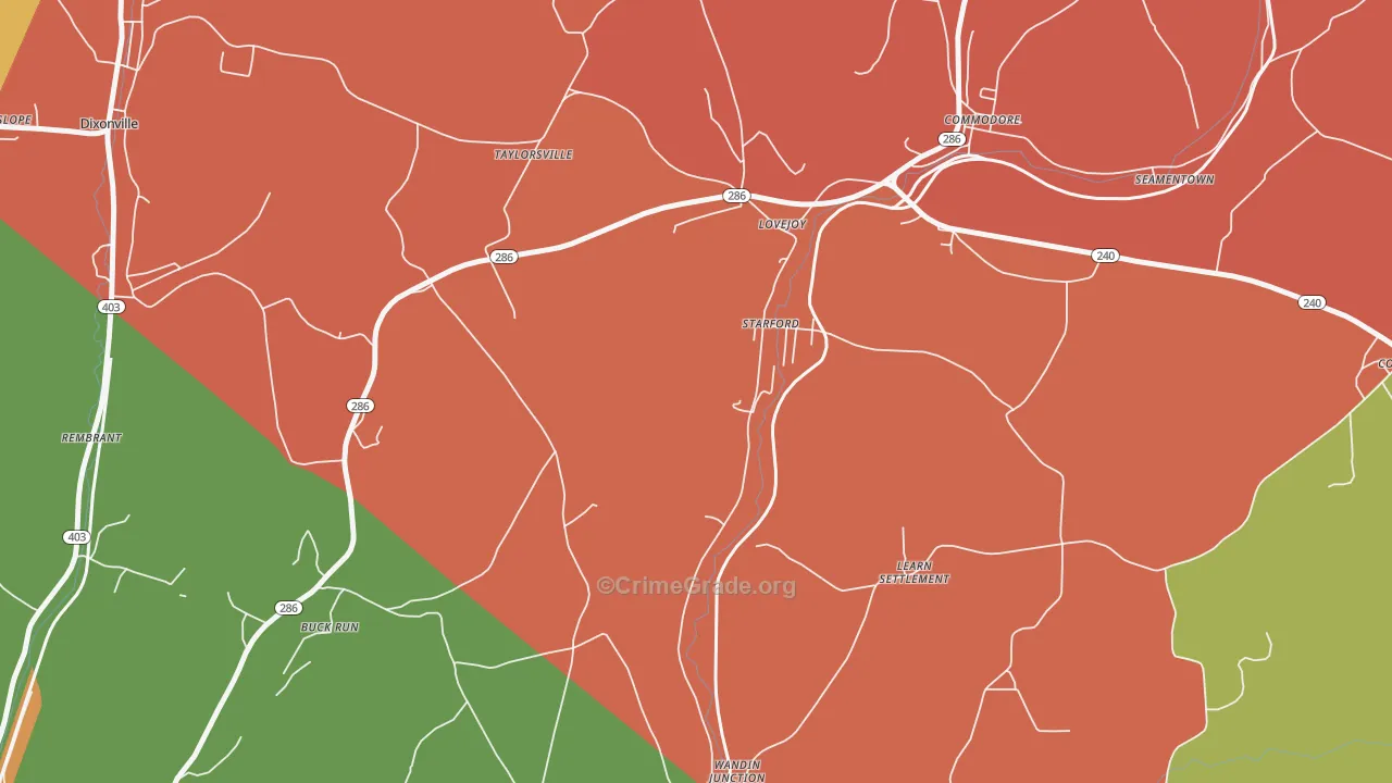 Starford, PA Map of Arson Rates