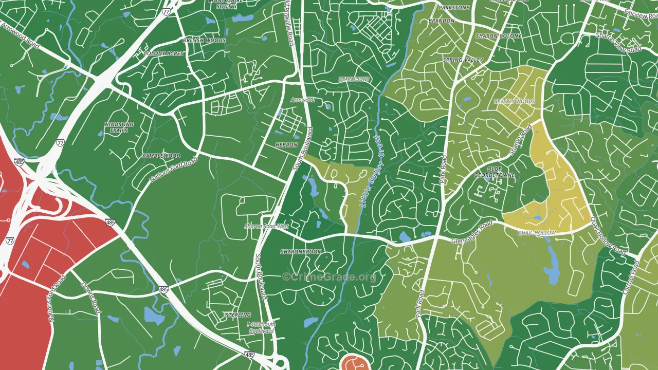 Starmount Forest-Charlotte, Charlotte, NC Map of Arson Rates