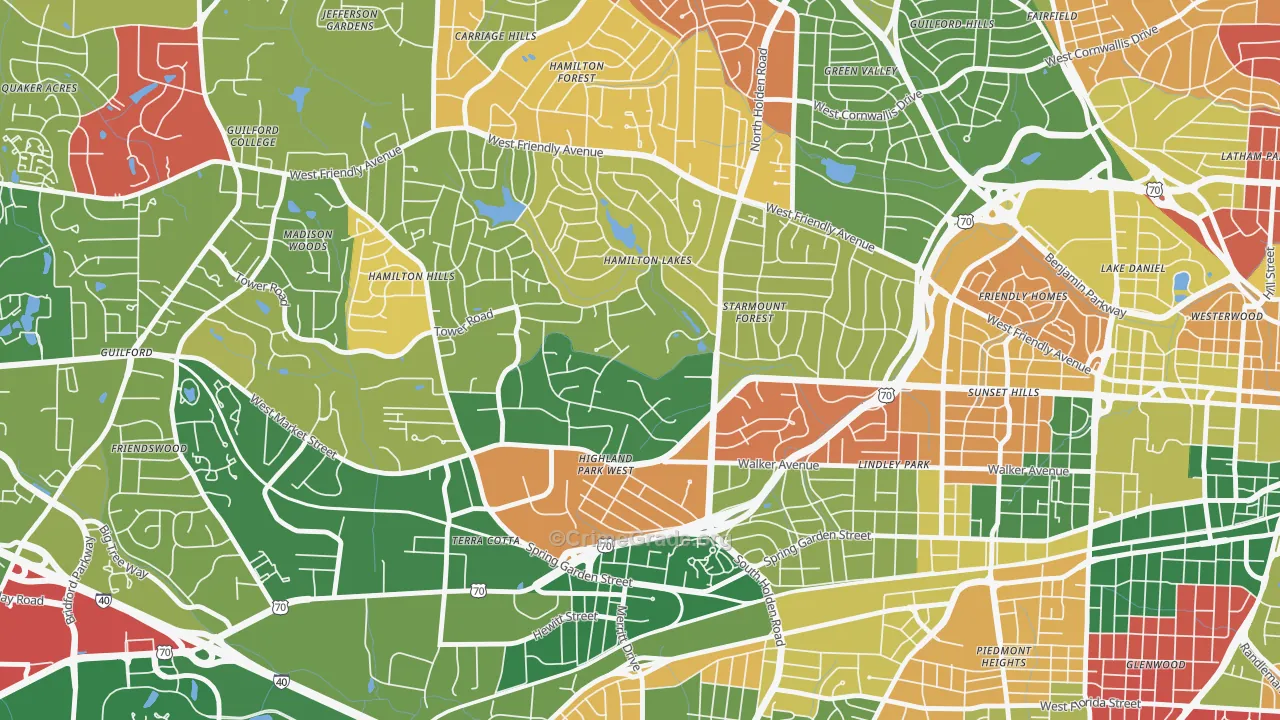 Starmount Forest, Greensboro, NC Map of Arson Rates