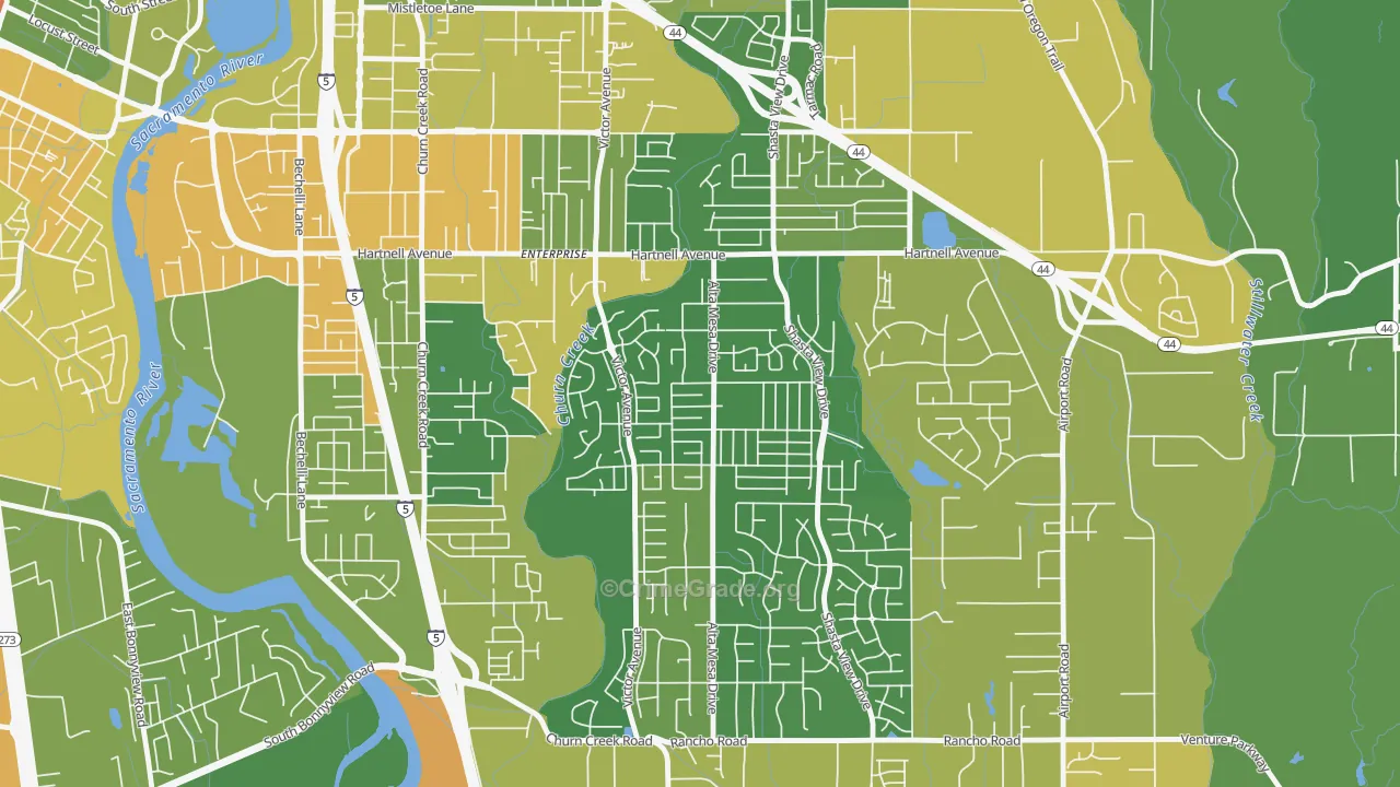 Starview, Redding, CA Map of Arson Rates