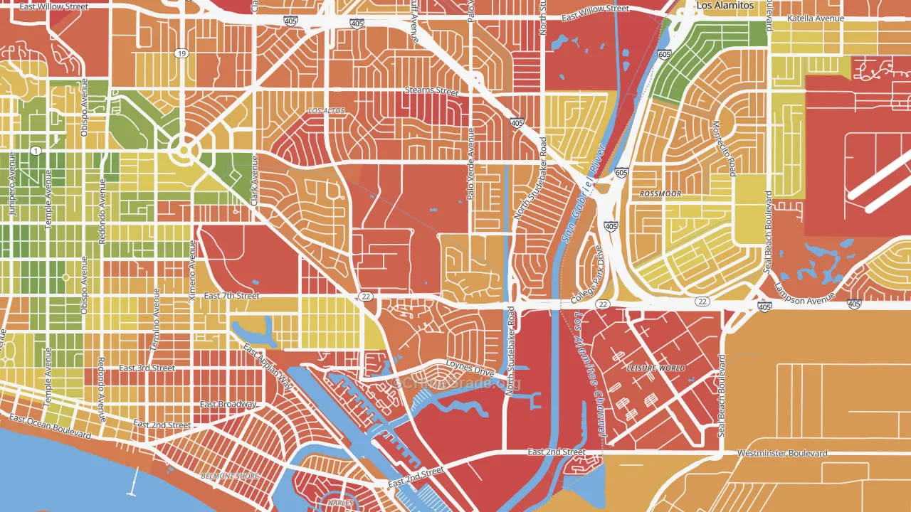 State College Area, Long Beach, CA Map of Arson Rates