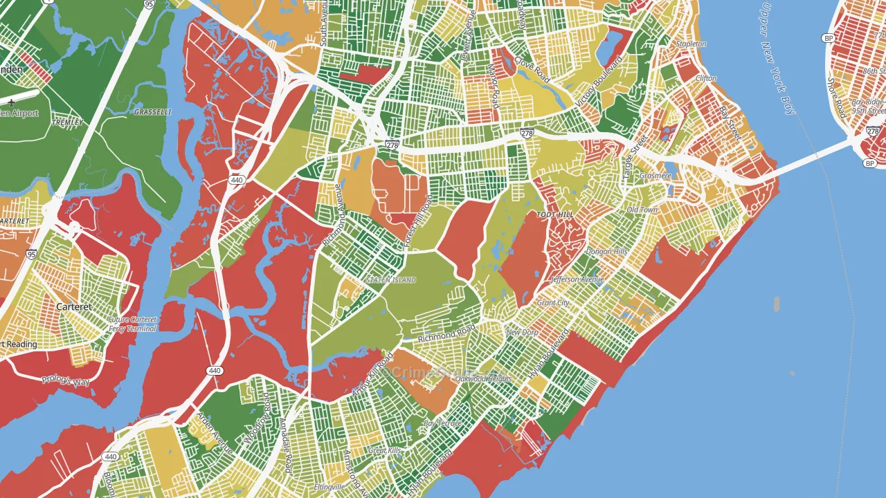 Staten Island, NY Map of Arson Rates