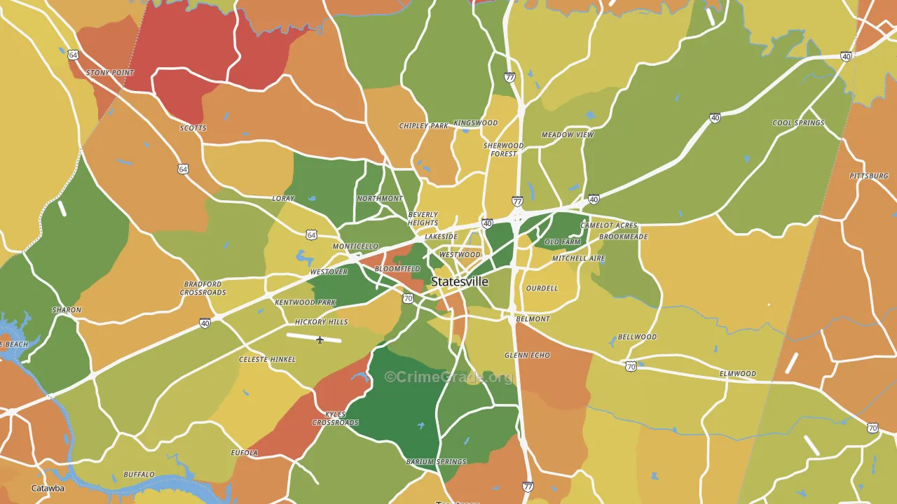 Statesville, NC Map of Arson Rates