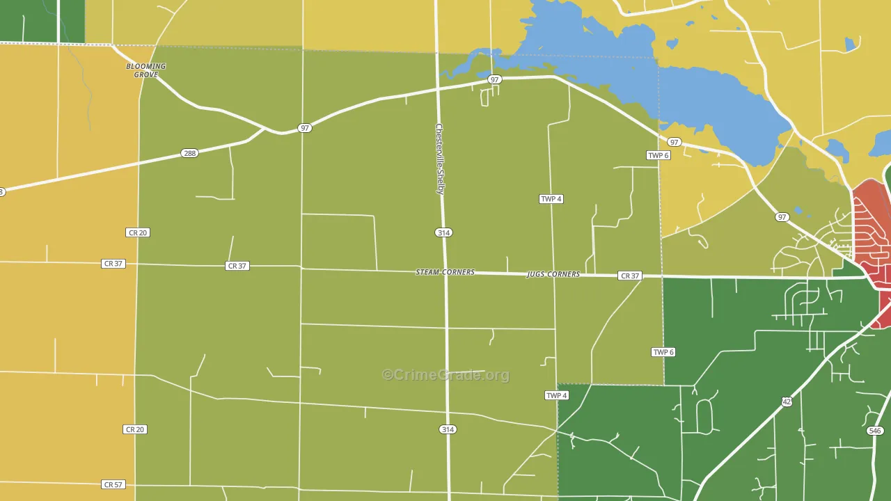 Steam Corners, OH Map of Arson Rates
