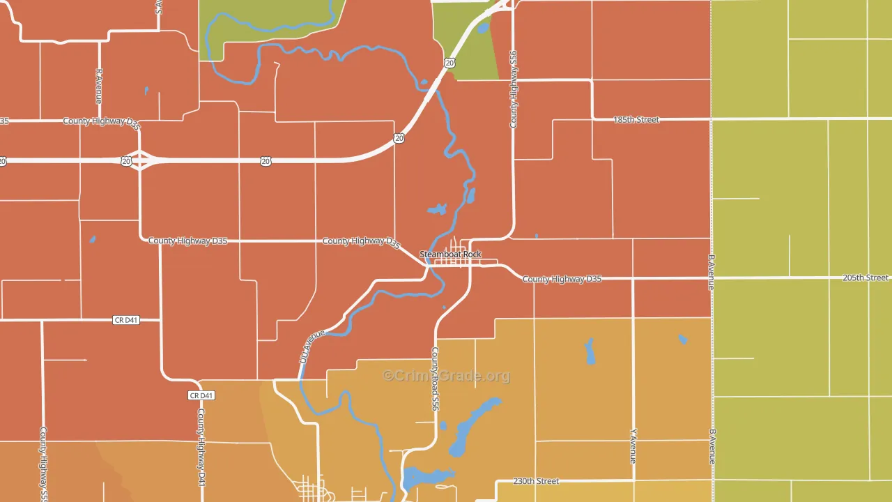Steamboat Rock, IA Map of Arson Rates