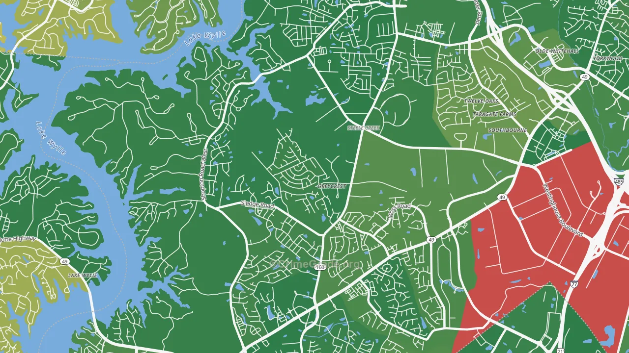 Steele Creek, Charlotte, NC Map of Arson Rates