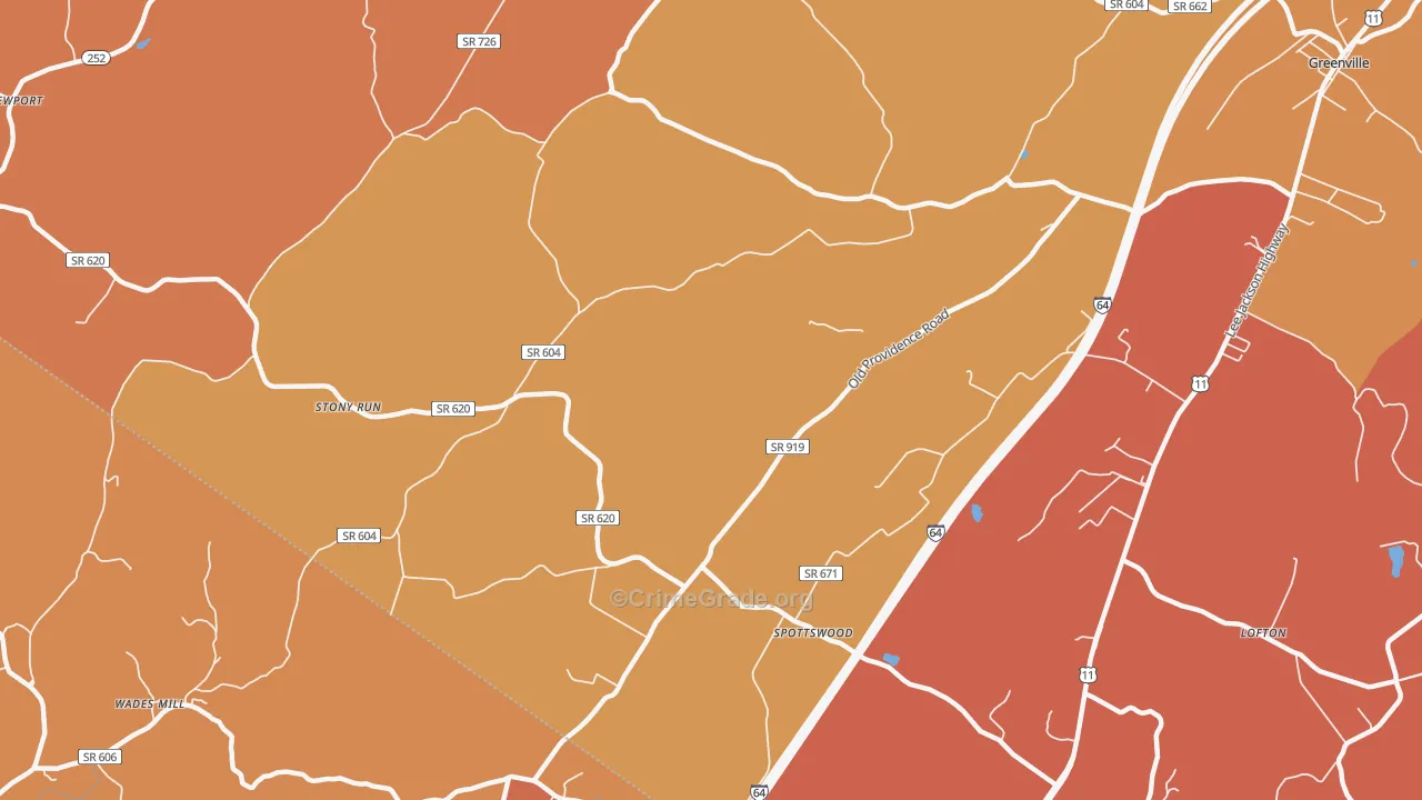 Steeles Tavern, VA Map of Arson Rates