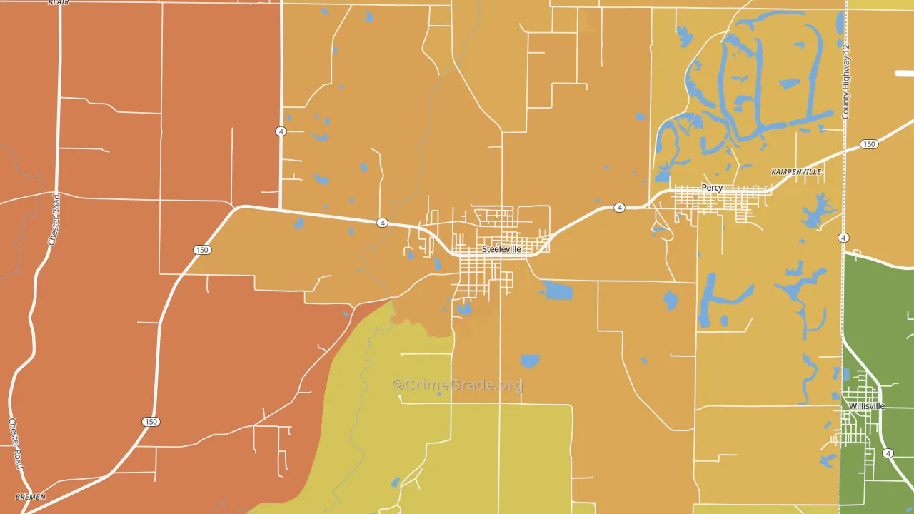 Steeleville, IL Map of Arson Rates