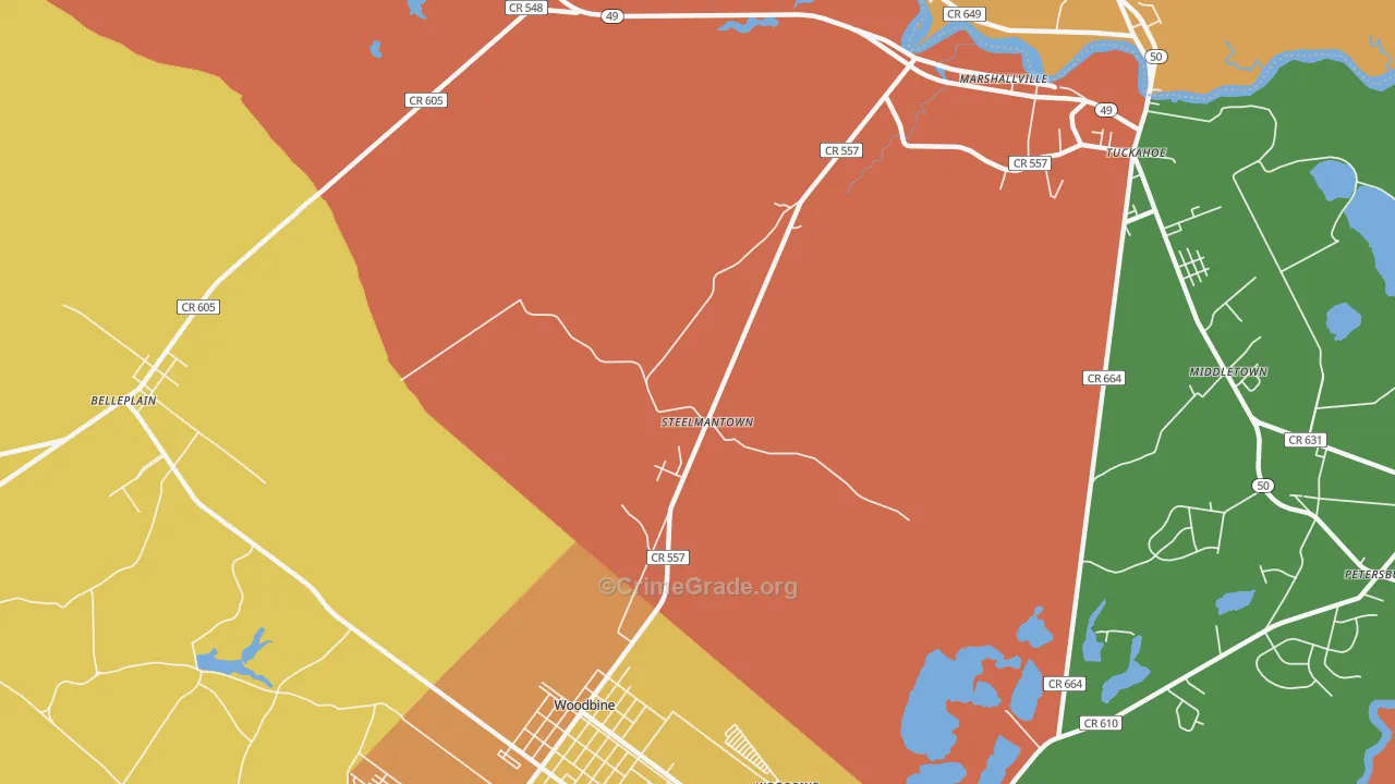 Steelmantown, NJ Map of Arson Rates