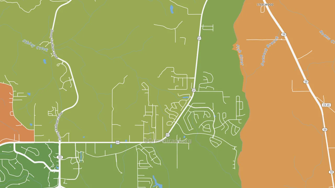 Steelwood, AL Map of Arson Rates