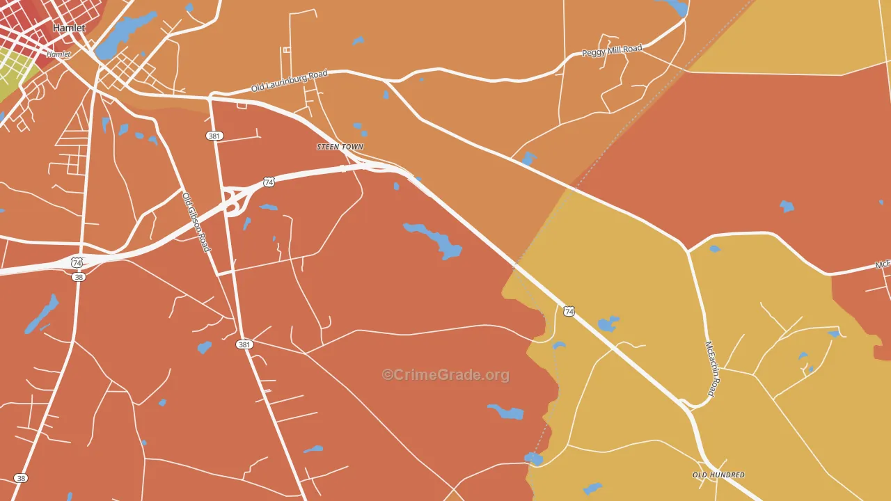 Steen Town, NC Map of Arson Rates