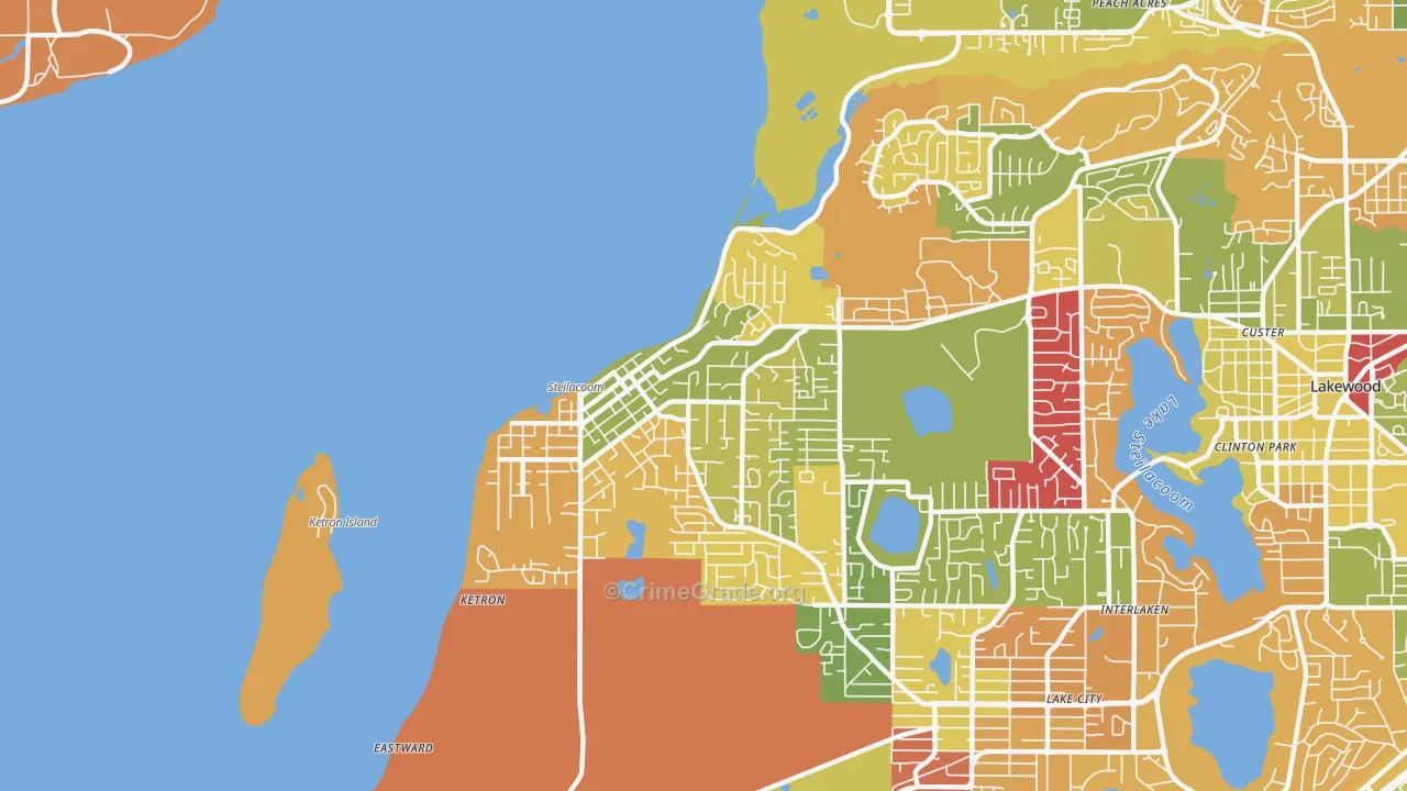 Steilacoom, WA Map of Arson Rates
