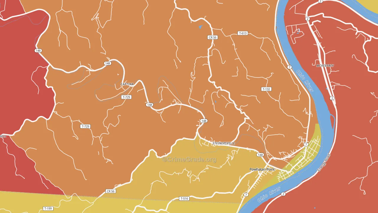 Steinersville, OH Map of Arson Rates