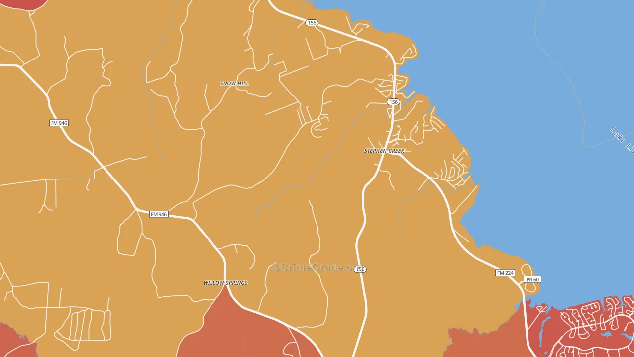 Stephen Creek, TX Map of Arson Rates