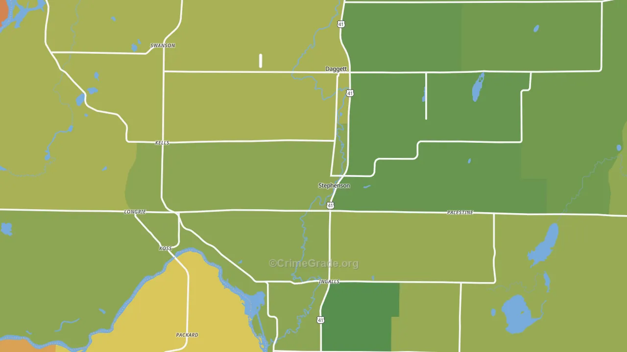 Stephenson, MI Map of Arson Rates