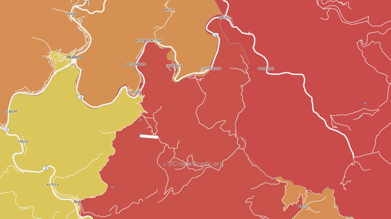 Stephenson, WV Map of Arson Rates