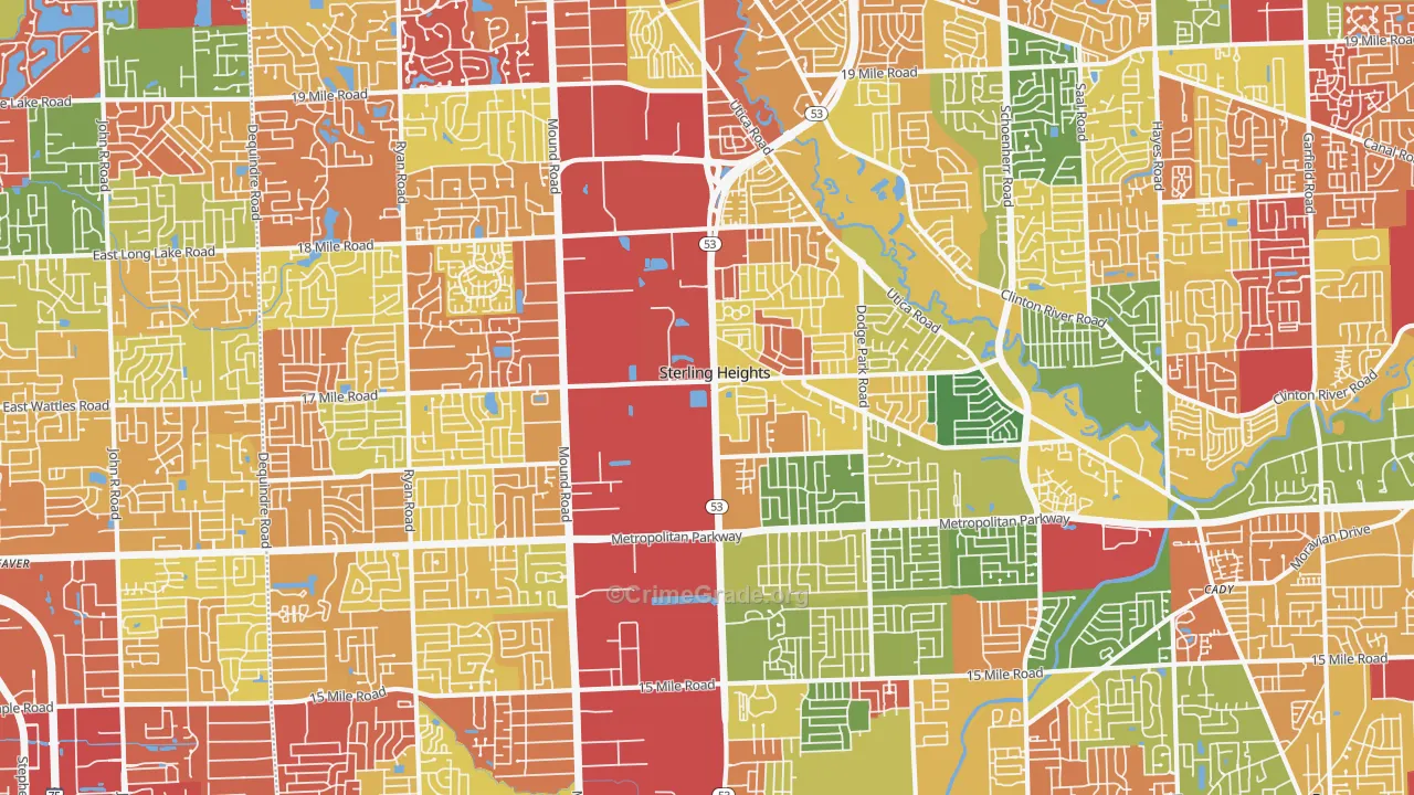 Sterling Heights, MI Map of Arson Rates