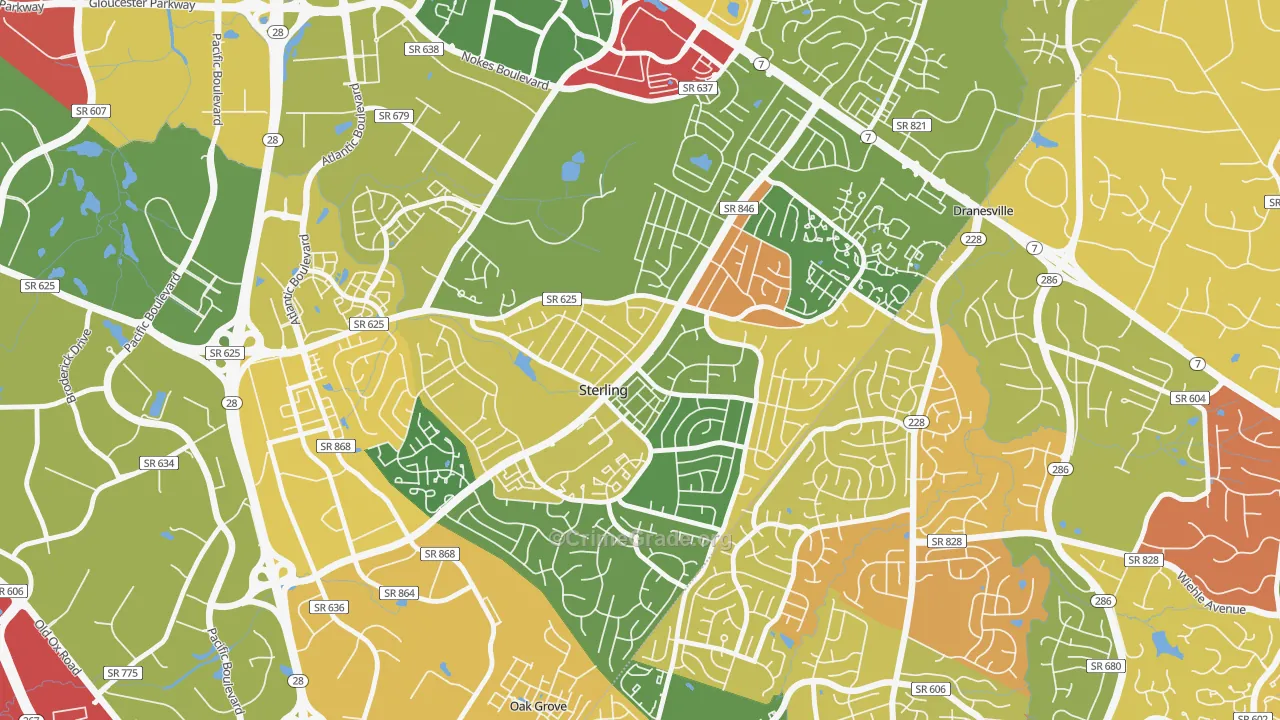 Sterling Park, Sterling, VA Map of Arson Rates