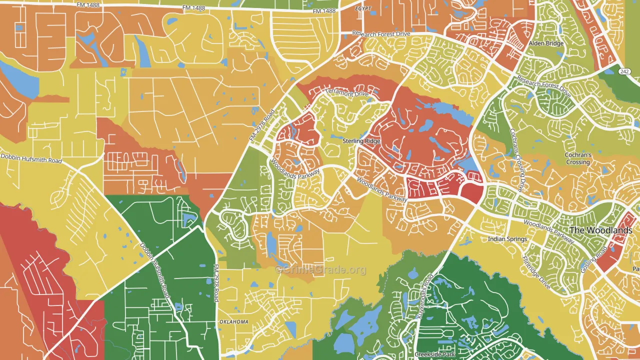 Sterling Ridge, The Woodlands, TX Map of Arson Rates