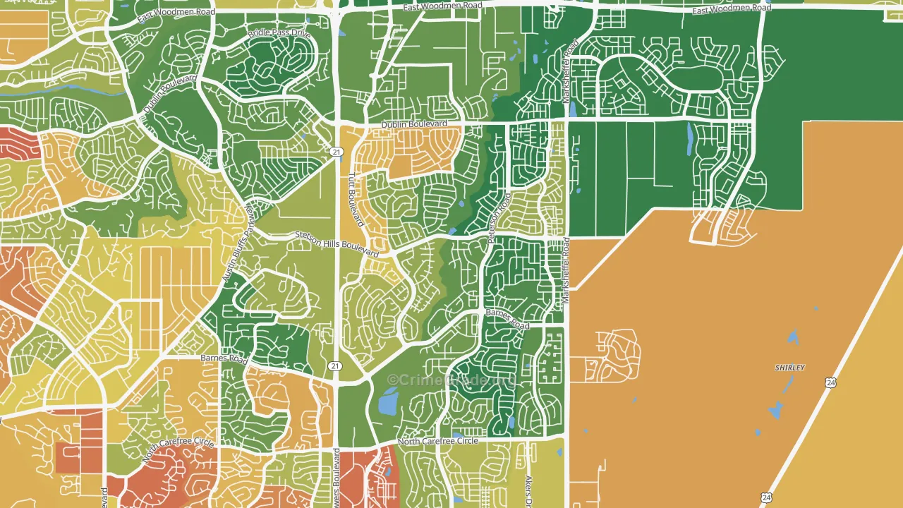 Stetson Hills, Colorado Springs, CO Map of Arson Rates