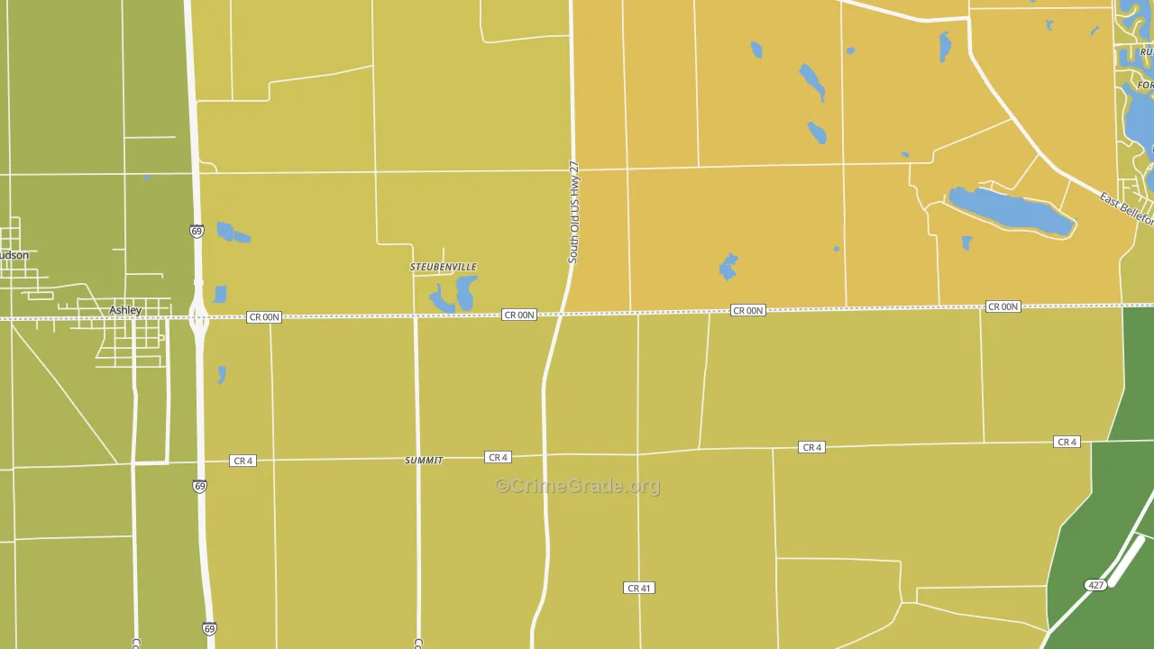 Steubenville, IN Map of Arson Rates