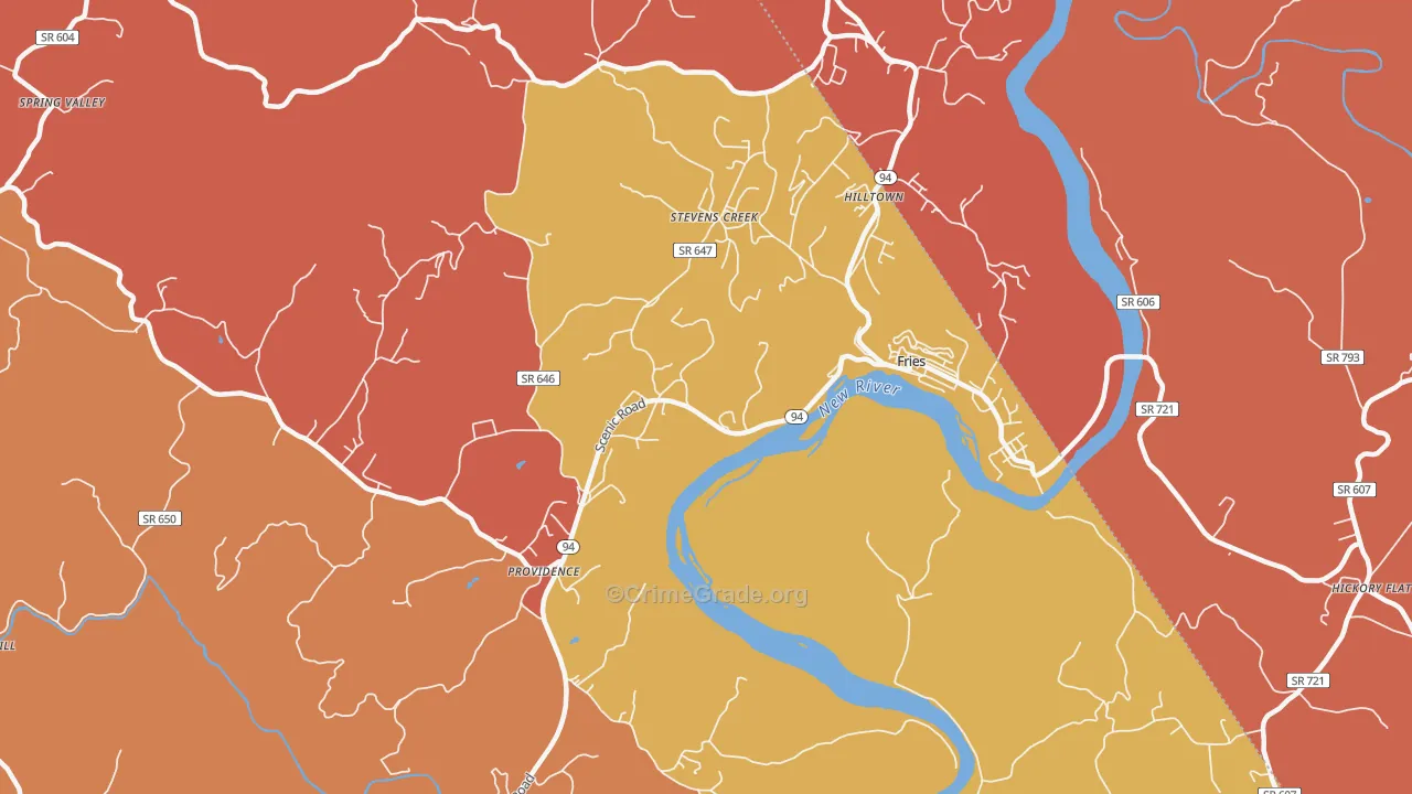 Stevens Creek, VA Map of Arson Rates