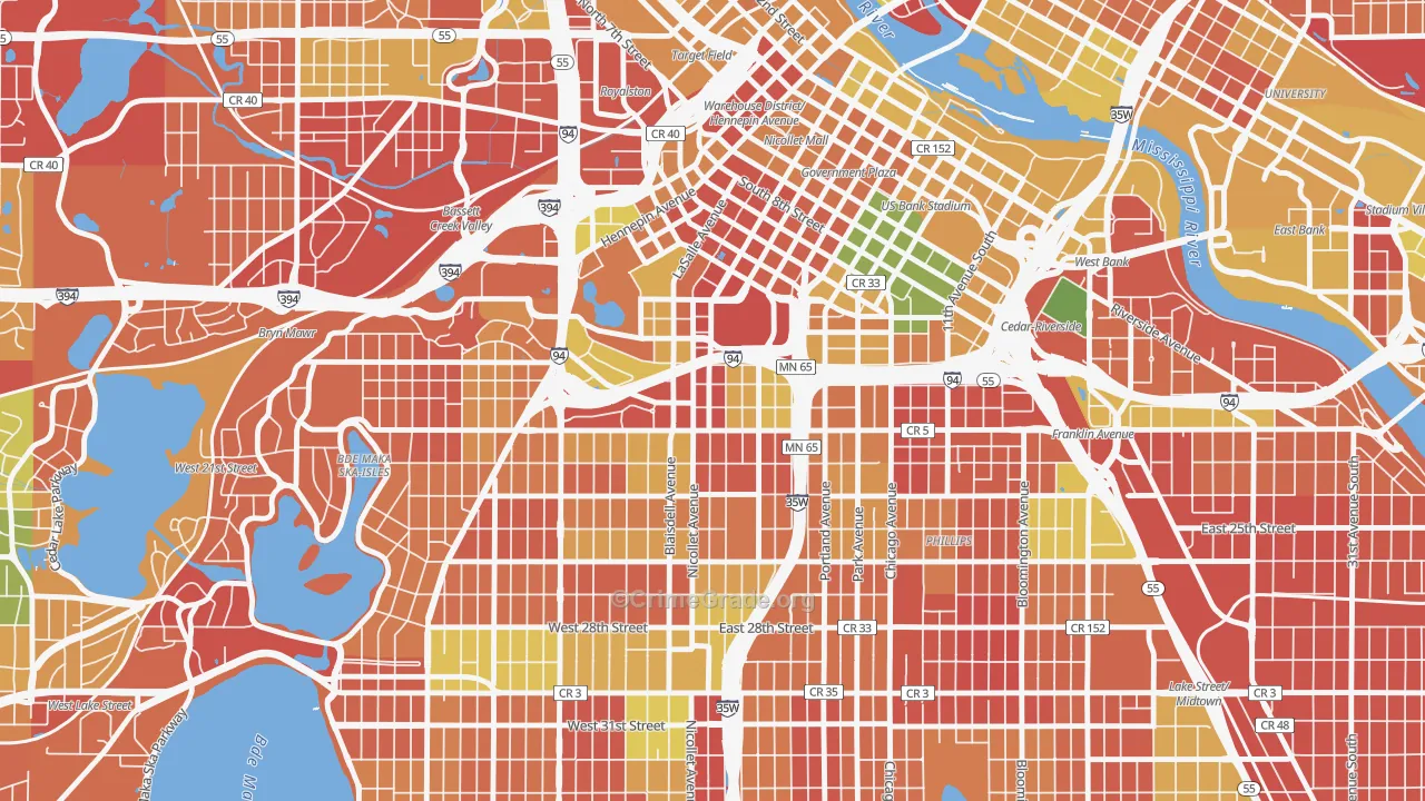 Stevens Square, Minneapolis, MN Map of Arson Rates