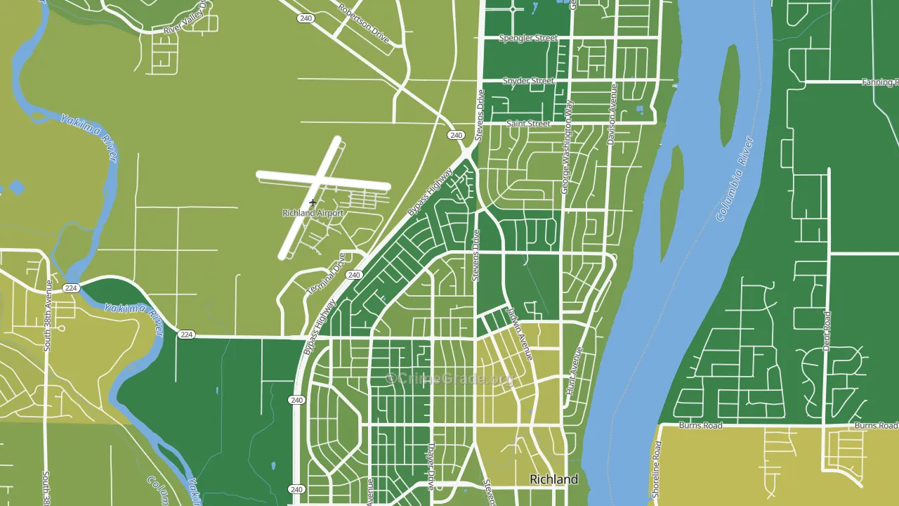 Stevens Triangle, Richland, WA Map of Arson Rates