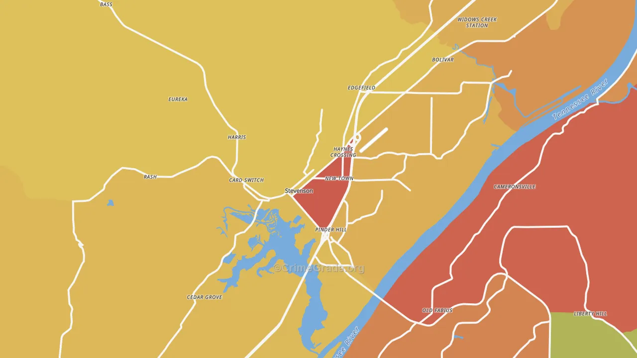 Stevenson, AL Map of Arson Rates