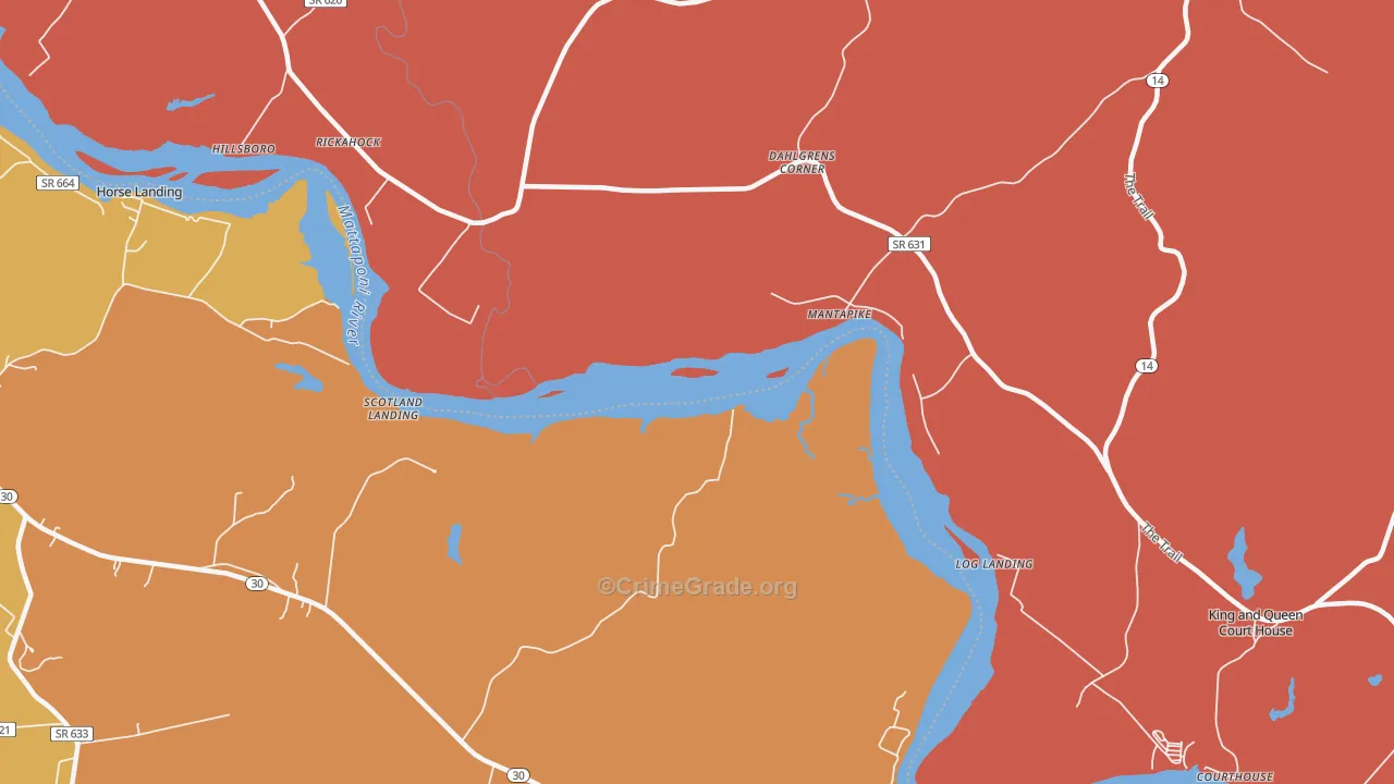 Stevensville, VA Map of Arson Rates